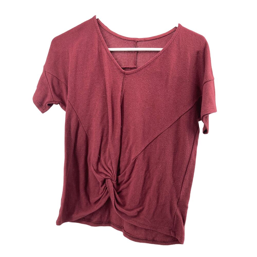 Francesca's Bridget Short Sleeve Knot Front Knit Top Women's Size XS